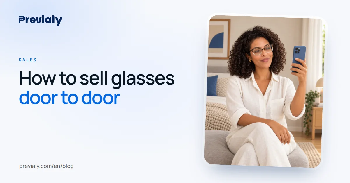 Customer at home trying on tortoiseshell glasses with the phone camera